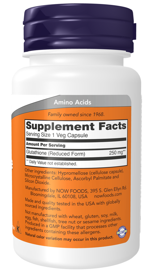 Glutationa 250 mg NOW Foods – 60 cápsulas vegetais – imagem 2