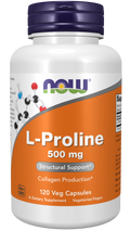 L-prolina 500 mg NOW Foods – 120 cápsulas vegetais