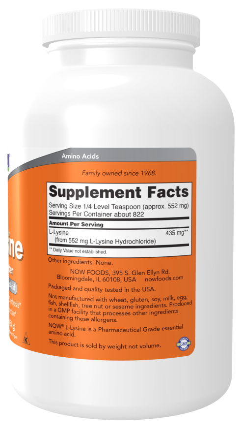 L-lisina em pó NOW Foods – 454 g – imagem 2