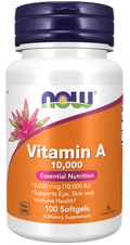 Vitamina A 10 000 UI NOW Foods – 100 cápsulas moles