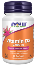 Vitamina D3 2000 UI NOW Foods – 30 cápsulas moles