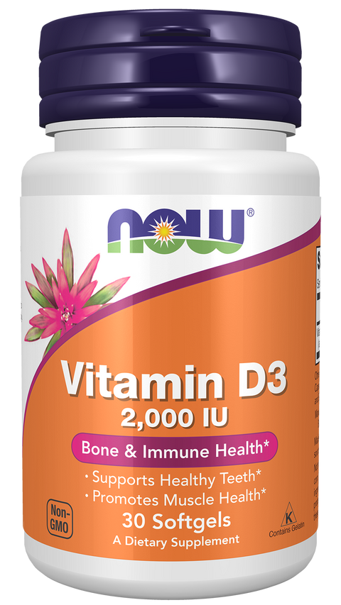 Vitamina D3 2000 UI NOW Foods – 30 cápsulas moles