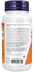Vitamina D3 1000 UI NOW Foods – 180 cápsulas moles – imagem 3