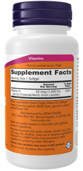 Vitamina D3 1000 UI NOW Foods – 180 cápsulas moles – imagem 2