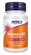 Vitamina D3 2000 UI NOW Foods – 120 cápsulas moles