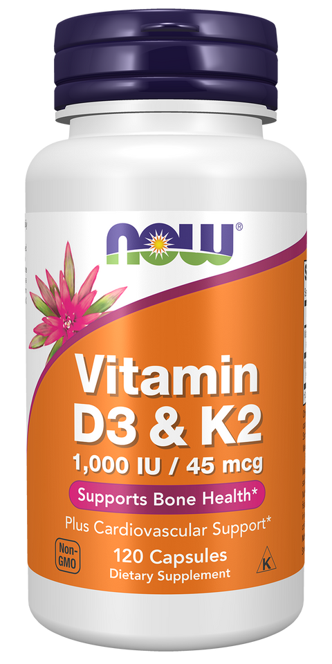 Vitamina D3 e K2 NOW Foods – Vitamin D-3 1000 UI + K2 45 mcg 120 cápsulas