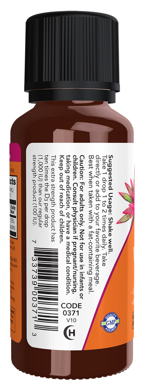 Vitamina D3 gotas NOW Foods – Vitamin D-3 Liquid 1000 UI por gota 30 ml – imagem 3