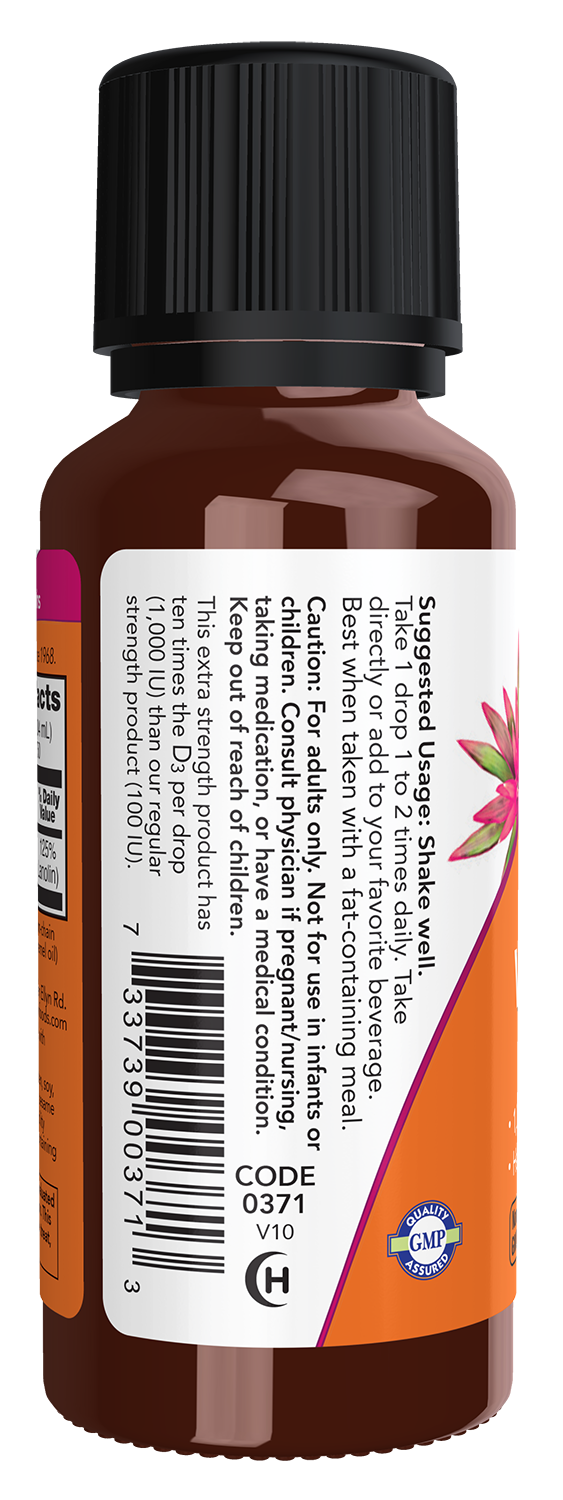 Vitamina D3 gotas NOW Foods – Vitamin D-3 Liquid 1000 UI por gota 30 ml – imagem 3