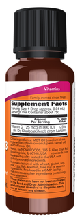 Vitamina D3 gotas NOW Foods – Vitamin D-3 Liquid 1000 UI por gota 30 ml – imagem 2