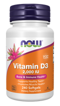 Vitamina D3 2000 UI NOW Foods – 240 cápsulas moles