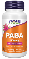 PABA 500 mg NOW Foods – 100 cápsulas vegetais