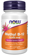 Vitamina B12 metilcobalamina com folato 5000 mcg NOW Foods – 60 pastilhas