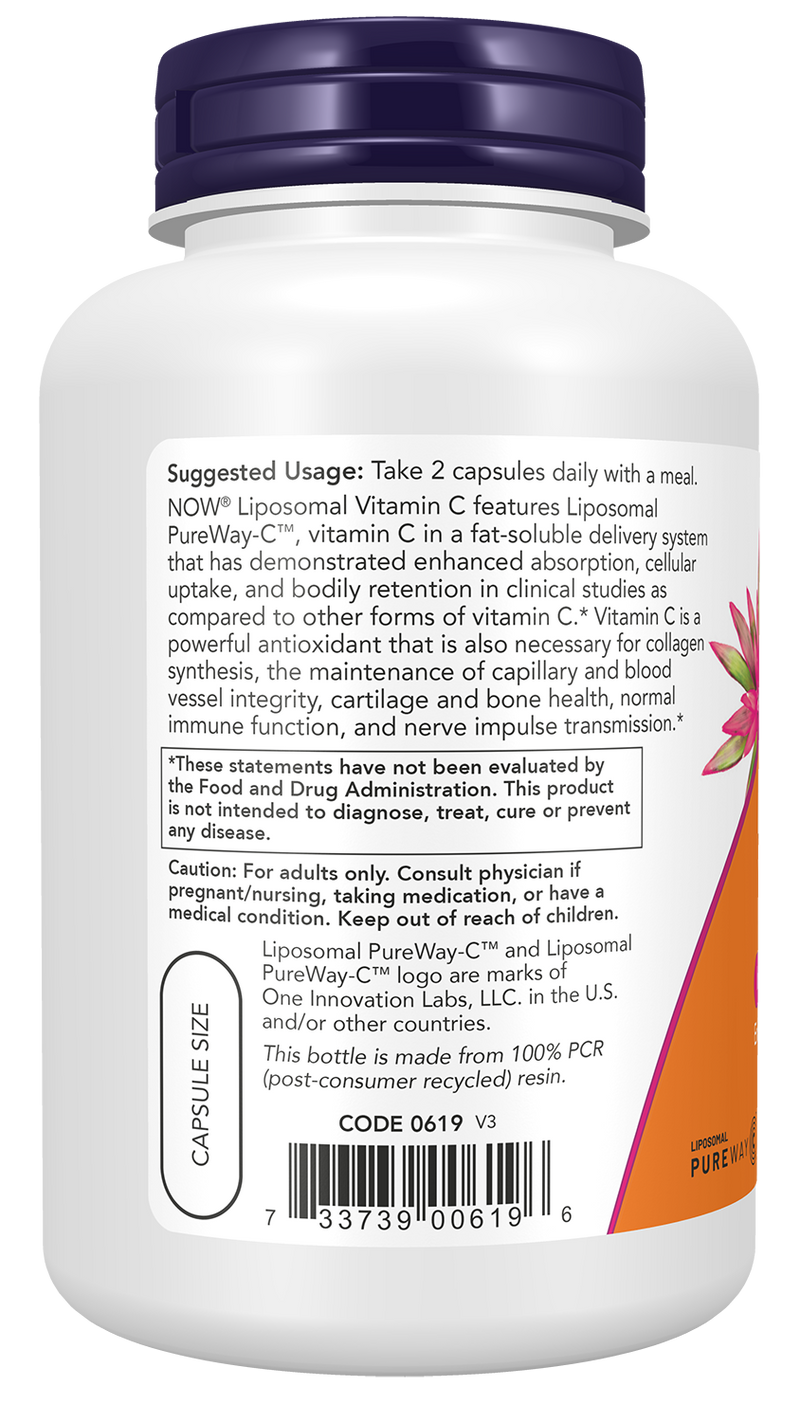 Vitamina C lipossomal NOW Foods – Liposomal Vitamin C 120 cápsulas vegetais – imagem 3