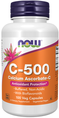 Vitamina C ascorbato de cálcio 500 mg NOW Foods – 100 cápsulas vegetais