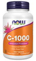 Vitamina C 1000 mg libertação prolongada NOW Foods – 100 comprimidos