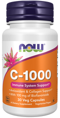 Vitamina C 1000 mg com bioflavonoides NOW Foods – 30 cápsulas vegetais