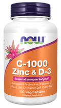 Vitamina C 1000 mg, zinco e vitamina D3 NOW Foods – 100 cápsulas vegetais