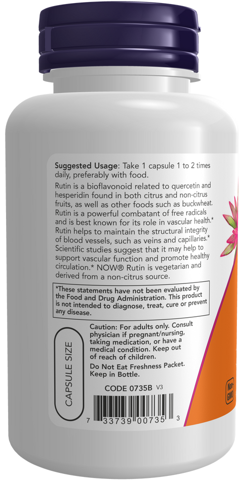 Rutina 450 mg NOW Foods – 100 cápsulas vegetais – imagem 3