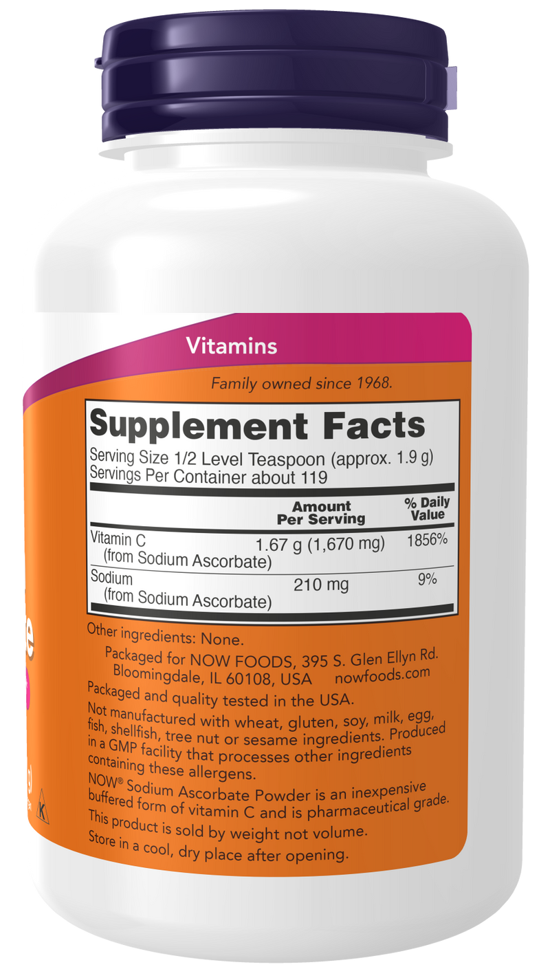 Ascorbato de sódio NOW Foods – Vitamin C Sodium Ascorbate em pó 227 g – imagem 2