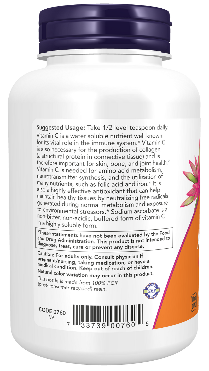 Ascorbato de sódio NOW Foods – Vitamin C Sodium Ascorbate em pó 227 g – imagem 3