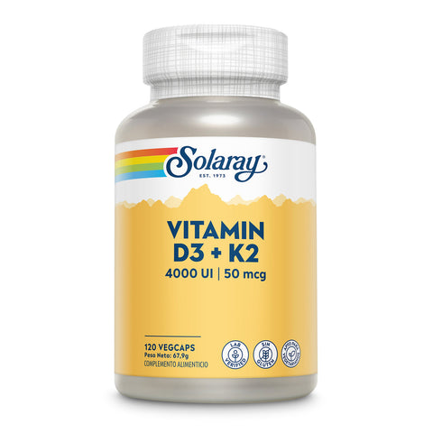 Vitamina D3 + K2 (MK-7) 120 Cápsulas Vegetais Solaray – Viva Saudável
