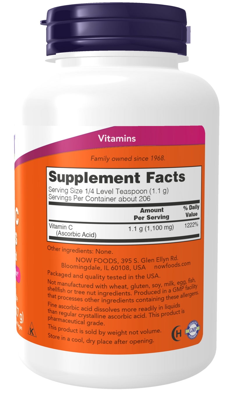 Vitamina C em pó NOW Foods – Vitamin C Crystals ácido ascórbico 227 g – imagem 2
