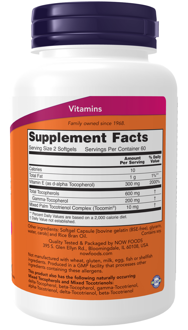 Vitamina E gama-tocoferol NOW Foods – Advanced Gamma E Complex 120 cápsulas moles – imagem 2