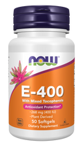 Vitamina E 400 UI NOW Foods – 50 cápsulas moles com tocoferóis mistos