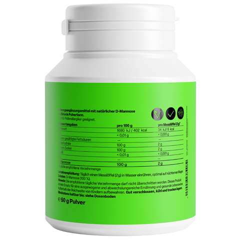 D-Manose Pó 50g Zeinpharma – verso da embalagem