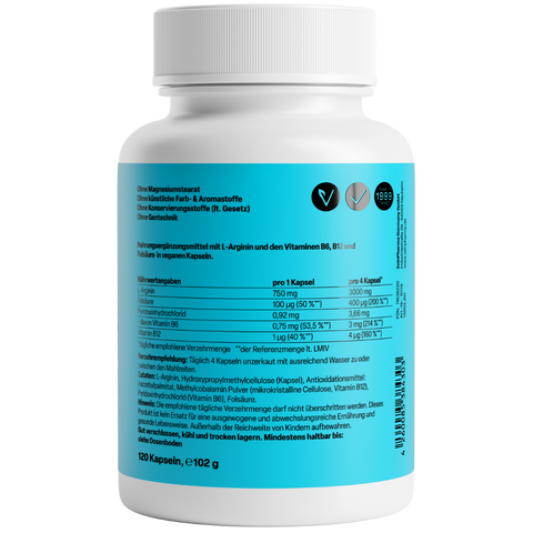 Vascorin Arginina Plus 120 Cápsulas Zeinpharma – verso da embalagem