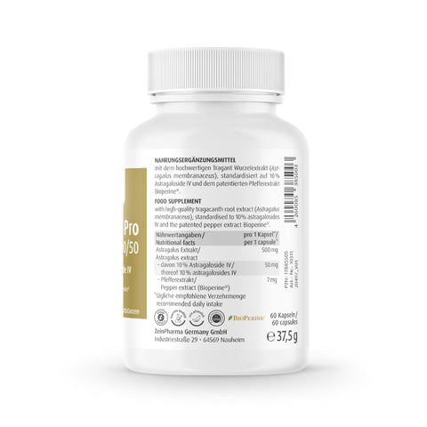 Astragalus 500mg 60 Cápsulas Zeinpharma – verso da embalagem