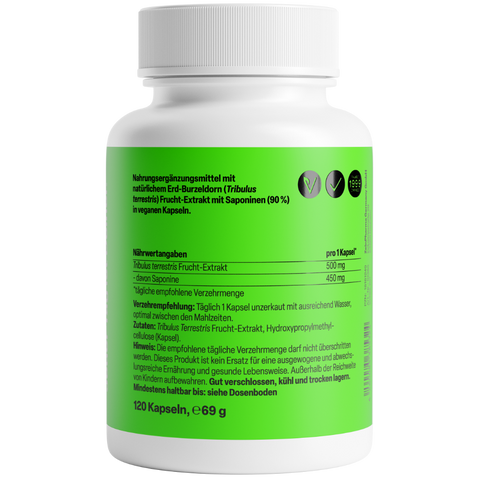 Tribulus Terrestris 500mg 120 Cápsulas Zeinpharma – verso da embalagem