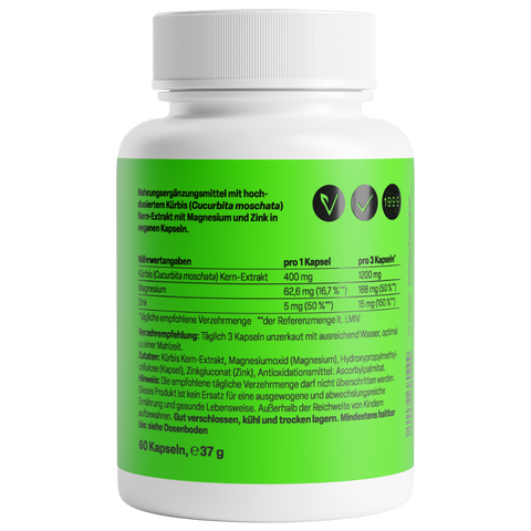 Sementes de Abóbora 400mg 60 Cápsulas Zeinpharma – verso da embalagem