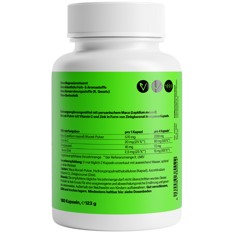 Maca Gold 570mg 180 Cápsulas Zeinpharma – verso da embalagem
