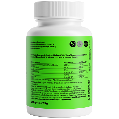 Wild Yam Plus 500mg 120 Cápsulas Zeinpharma – verso da embalagem