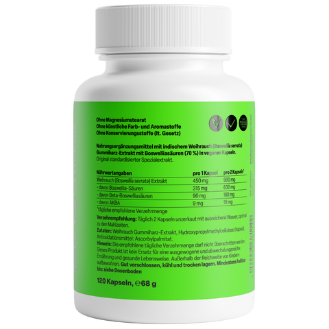 Boswellia Serrata 450mg 120 Cápsulas Zeinpharma – verso da embalagem