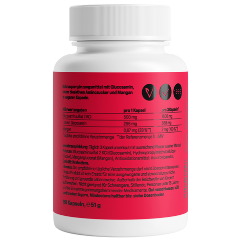Glucosamina 500mg 90 Cápsulas Zeinpharma – verso da embalagem
