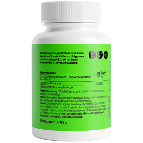 Resveratrol 125mg 120 Cápsulas Zeinpharma – verso da embalagem