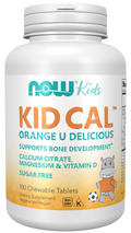Kid Cal NOW Foods – cálcio para crianças, 100 comprimidos mastigáveis sabor laranja