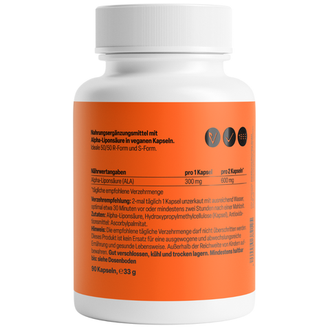 Ácido Alfa-Lipoico 300mg 90 Cápsulas Zeinpharma – verso da embalagem