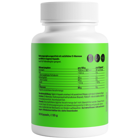 D-Manose 500mg 60 Cápsulas Zeinpharma – verso da embalagem