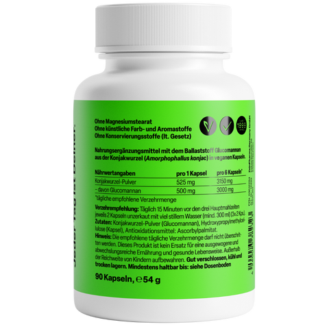 Glucomanano 500mg 90 Cápsulas Zeinpharma – verso da embalagem