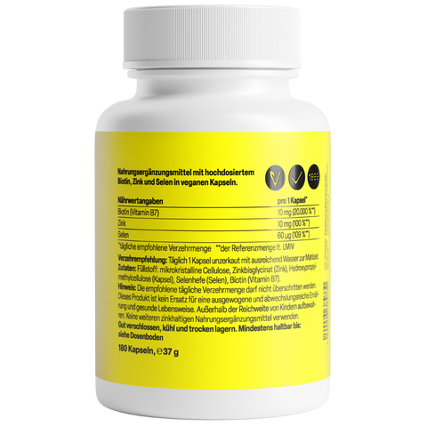 Biotina Complexo 10mg 180 Cápsulas Zeinpharma – verso da embalagem