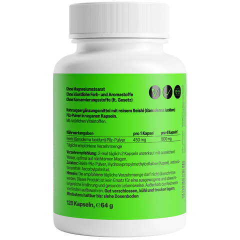 Reishi 450mg 120 Cápsulas Zeinpharma – verso da embalagem