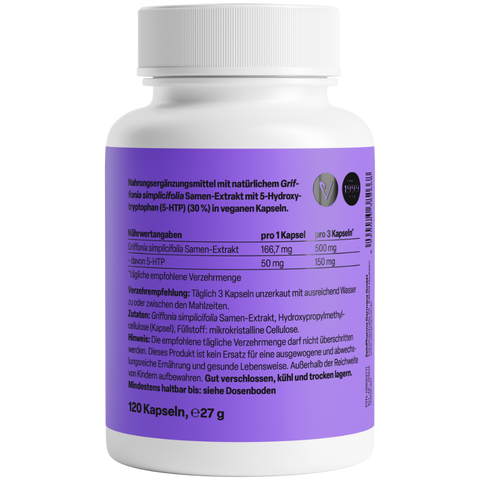Griffonia 5-HTP 50mg 120 Cápsulas Zeinpharma – verso da embalagem