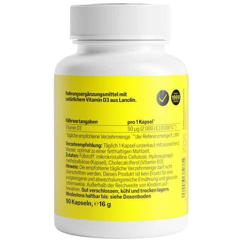 Vitamina D3 2000 U.I. 90 Cápsulas Zeinpharma – verso da embalagem