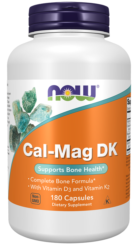 Cálcio e magnésio com vitamina D3 e K2 (Cal-Mag DK) NOW Foods – 180 cápsulas