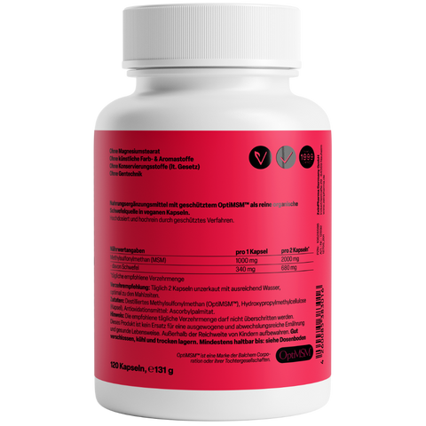 MSM OptiMSM 1000mg 120 Cápsulas Zeinpharma – verso da embalagem