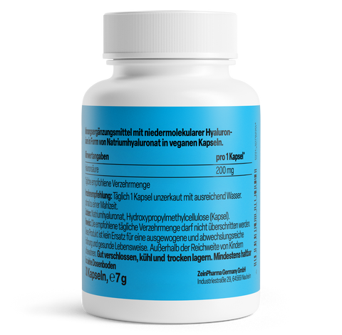 Ácido Hialurónico 200mg 30 Cápsulas Zeinpharma – verso da embalagem