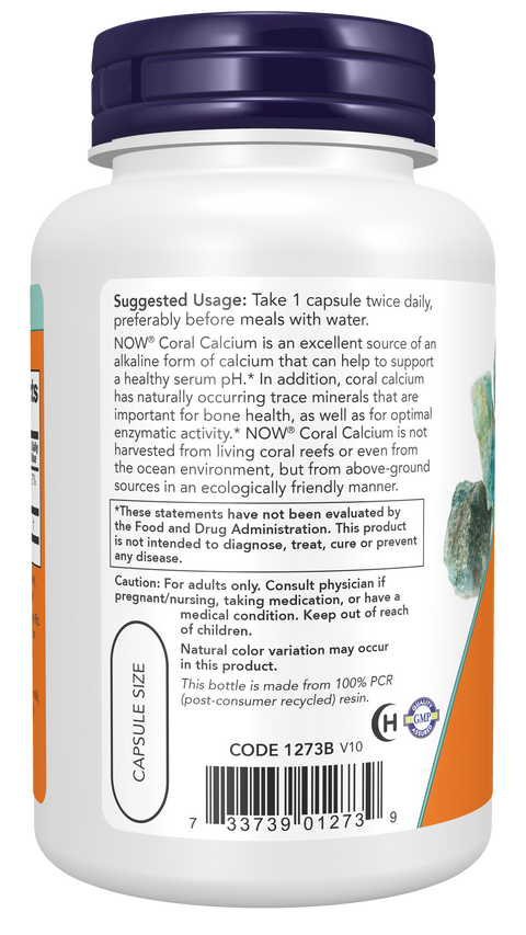Cálcio de coral 1000 mg NOW Foods – 100 cápsulas – imagem 3